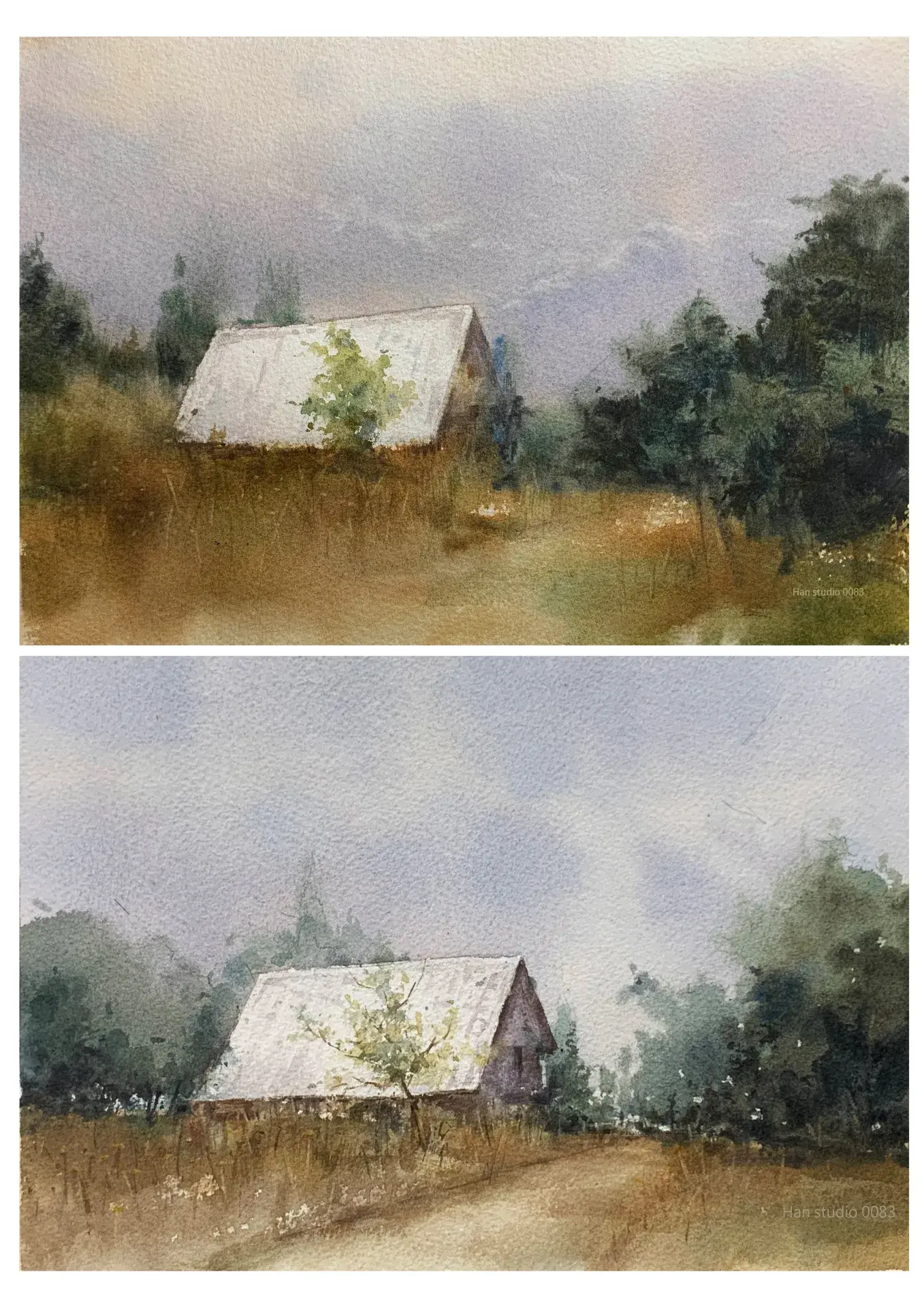 Landscape blocks watercolor montage 2