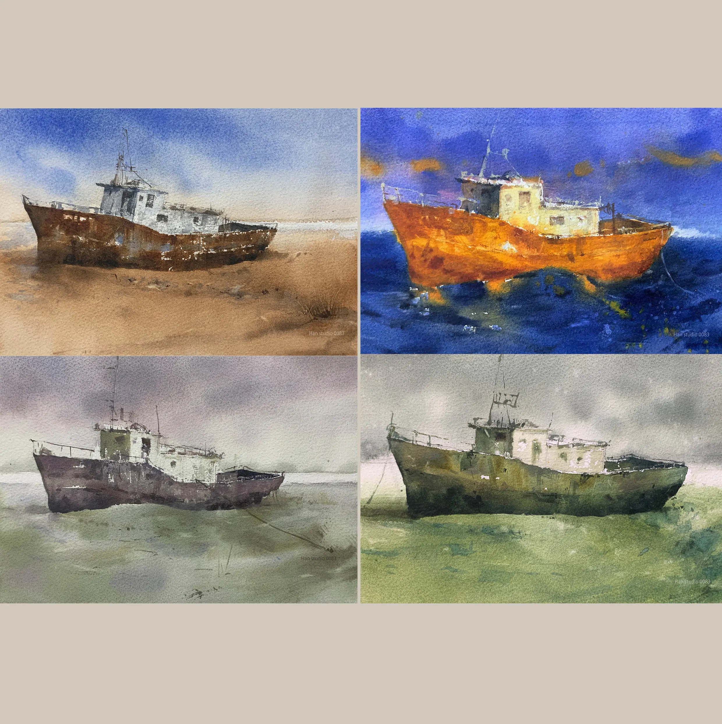 小船 水彩 海浪網站尺寸